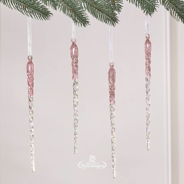 Набор елочных игрушек Сосульки Бекингтон 22 см розовый, 4 шт Winter Deco