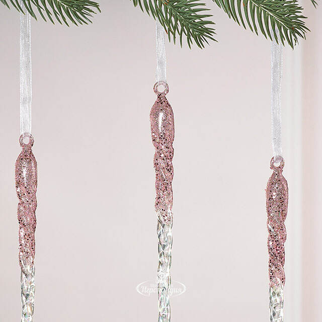 Набор елочных игрушек Сосульки Бекингтон 22 см розовый, 4 шт Winter Deco