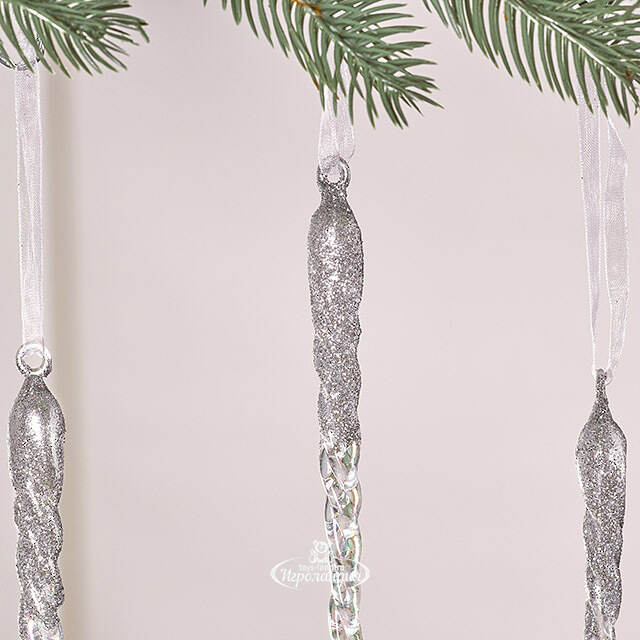 Набор елочных игрушек Сосульки Beckington 22 см серебряный, 4 шт Winter Deco