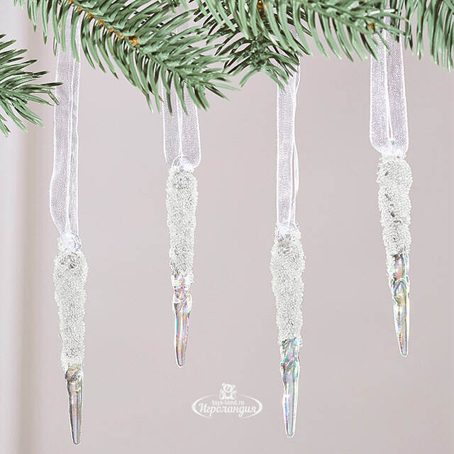 Набор елочных игрушек Сосульки Duckinfold 6 см, 4 шт Winter Deco