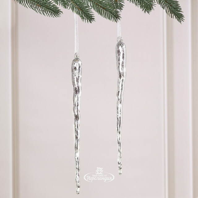Набор елочных игрушек Сосульки Серебрянный Лёд 30 см, 2 шт Winter Deco