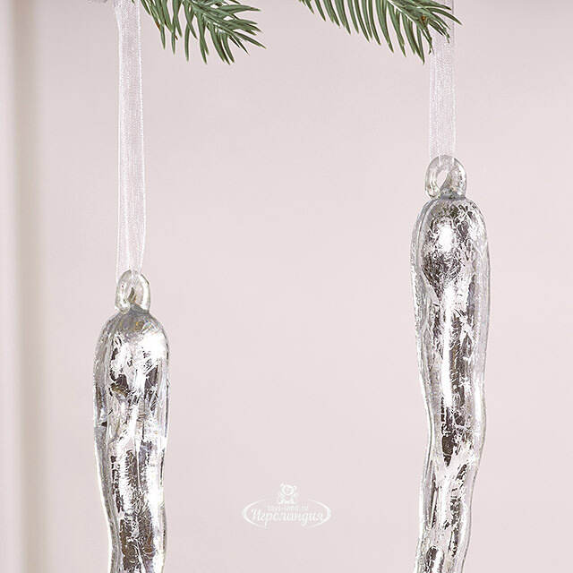 Набор елочных игрушек Сосульки Серебрянный Лёд 30 см, 2 шт Winter Deco