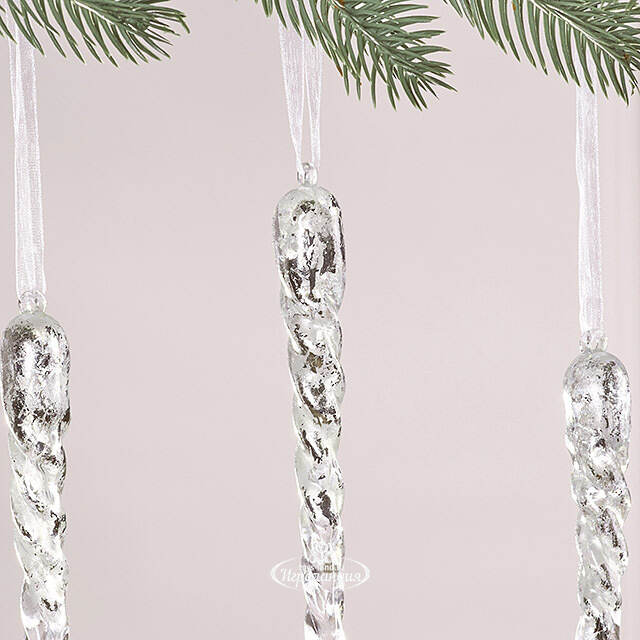 Набор елочных игрушек Сосульки Серебрянные брызги 23 см, 4 шт Winter Deco