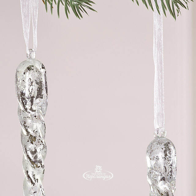 Набор елочных игрушек Сосульки Серебрянные брызги 23 см, 4 шт Winter Deco