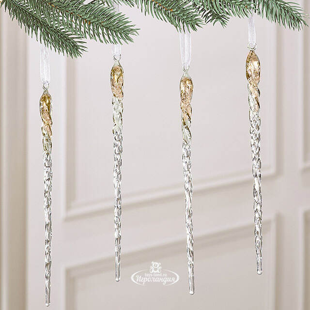 Набор елочных игрушек Сосульки Золотые брызги 22 см, 4 шт Winter Deco