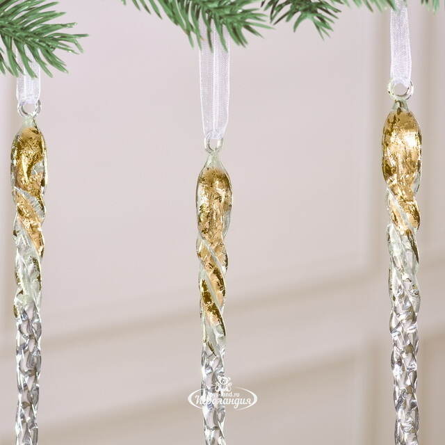Набор елочных игрушек Сосульки Золотые брызги 22 см, 4 шт Winter Deco