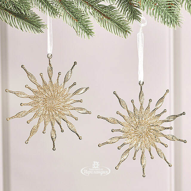 Набор елочных игрушек Снежинки Golden Glow 15 см, 2 шт Winter Deco