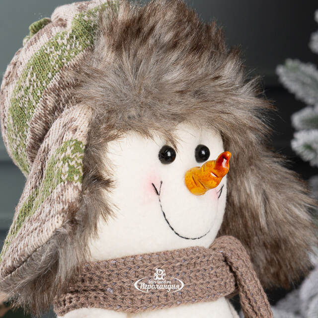 Дверной стоппер Снеговик Брайан в ушанке 33 см Winter Deco