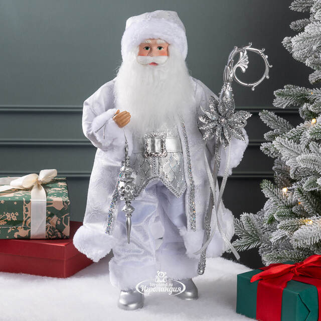 Фигура под елку Санта-Клаус в серебряной шубке 45 см Winter Deco