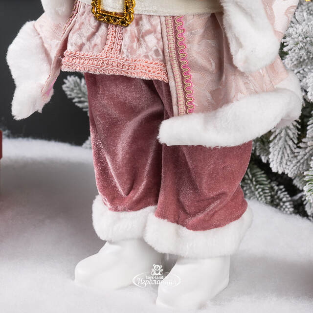 Фигура под елку Санта-Клаус с мишкой и елочкой 45 см розовый Winter Deco