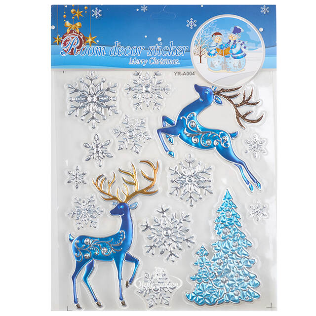 Новогодние наклейки на окно Олени - Лесные Друзья 32*23 см Winter Deco