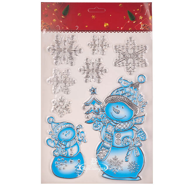 Новогодние наклейки на окно Снеговики - Морозная Фантазия 37*22 см Winter Deco