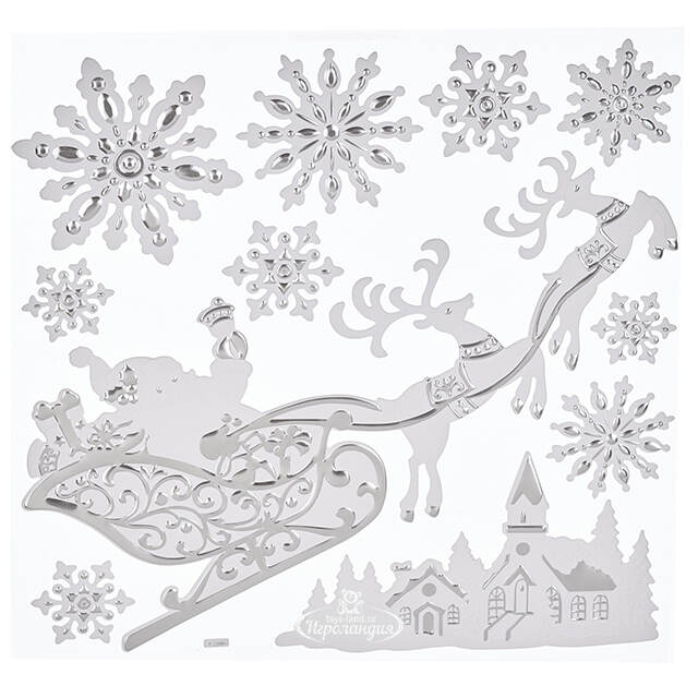 Новогодняя наклейка на окно Путешествие Деда Мороза 38*32 см Winter Deco
