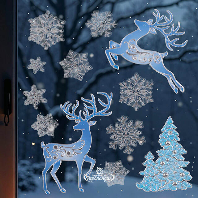 Новогодние наклейки на окно Зимняя Радость 43*28 см Winter Deco
