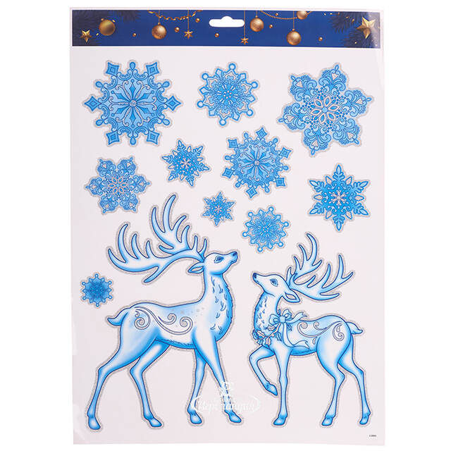 Новогодние наклейки на окно Помощники Деда Мороза 41*29 см Winter Deco