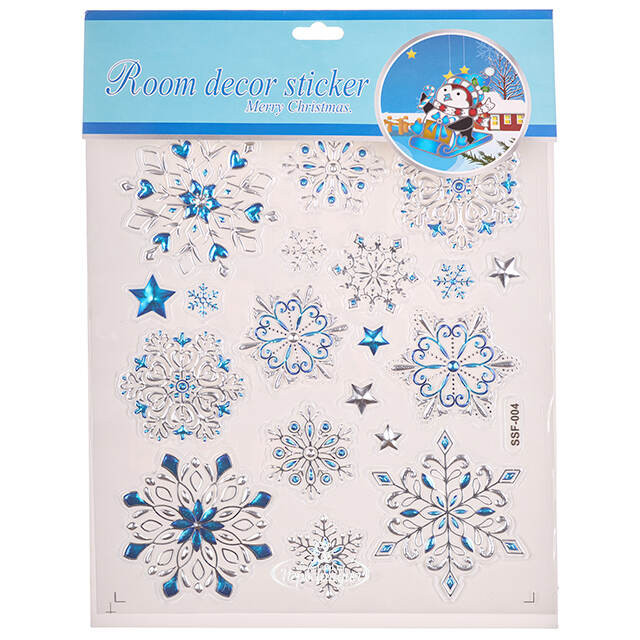 Новогодние наклейки на окно Снежинки - Серебряный Звон 32*23 см Winter Deco