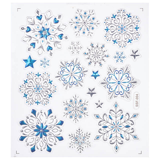 Новогодние наклейки на окно Снежинки - Серебряный Звон 32*23 см Winter Deco