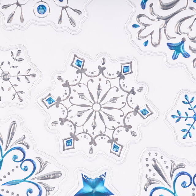 Новогодние наклейки на окно Снежинки - Серебряный Звон 32*23 см Winter Deco