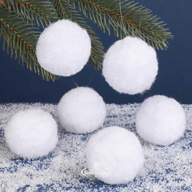 Искусственные снежки Снежный Бум 6 см, 6 шт Winter Deco