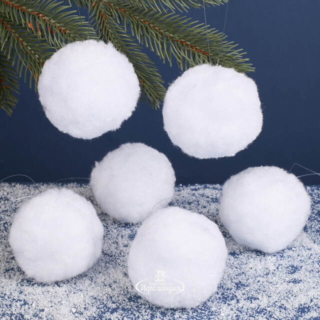 Искусственные снежки Снежный Бум 8 см, 6 шт Winter Deco