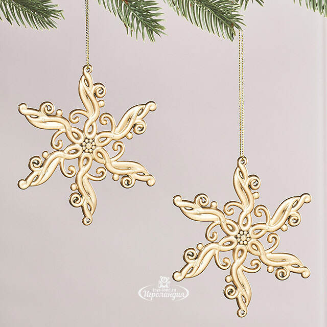 Набор елочных игрушек Снежинки Veritate 12 см золотые, 2 шт Winter Deco