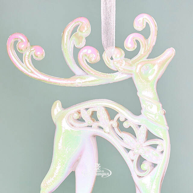 Елочная игрушка Олень Rainbow Glow 13 см белый Winter Deco