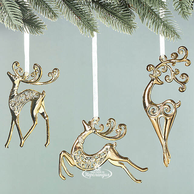 Набор елочных игрушек Олени Golden Glow 18 см, 3 шт Winter Deco