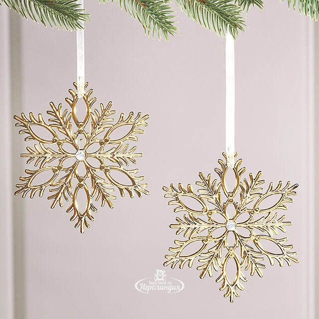 Набор елочных игрушек Снежинки Tiaki 13 см золотые, 2 шт Winter Deco