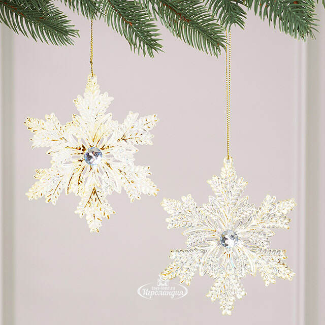 Набор елочных игрушек Снежинки Golden Cristal 13 см, 2 шт Winter Deco