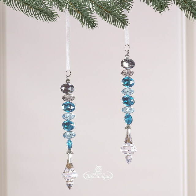 Елочная подвеска Кристальная Слеза 20 см голубая, 2 шт Winter Deco