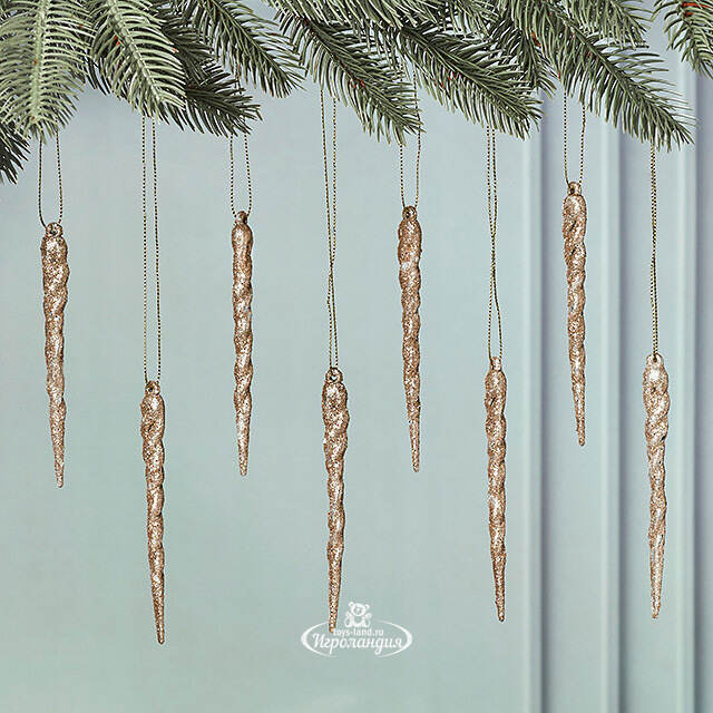 Набор елочных игрушек Сосульки - Senlis 10 см золотой, 8 шт Winter Deco