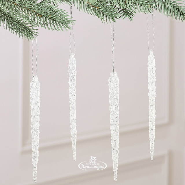 Набор елочных игрушек Сосульки - Laval Pradel 14 см, 4 шт Winter Deco