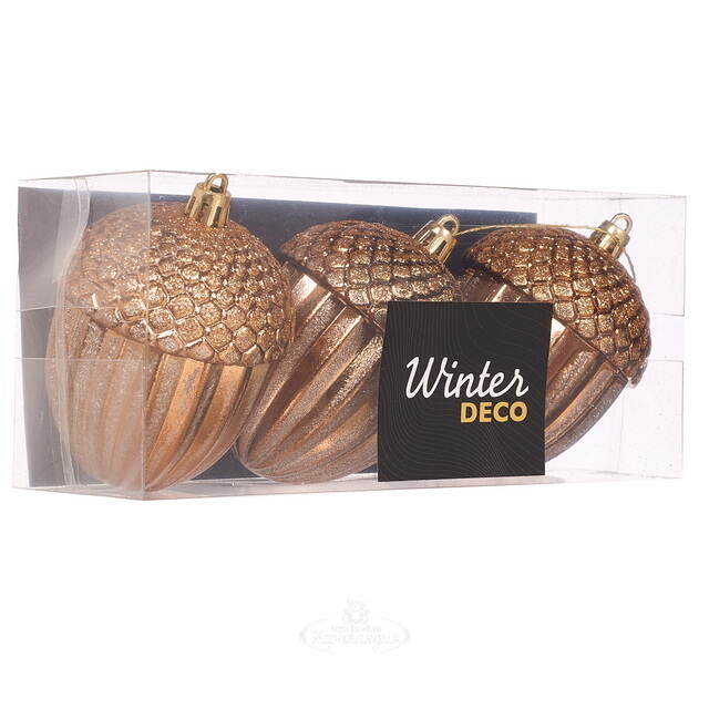 Елочные игрушки Желуди Fagacea 9 см бронзовый, 3 шт, пластик Winter Deco