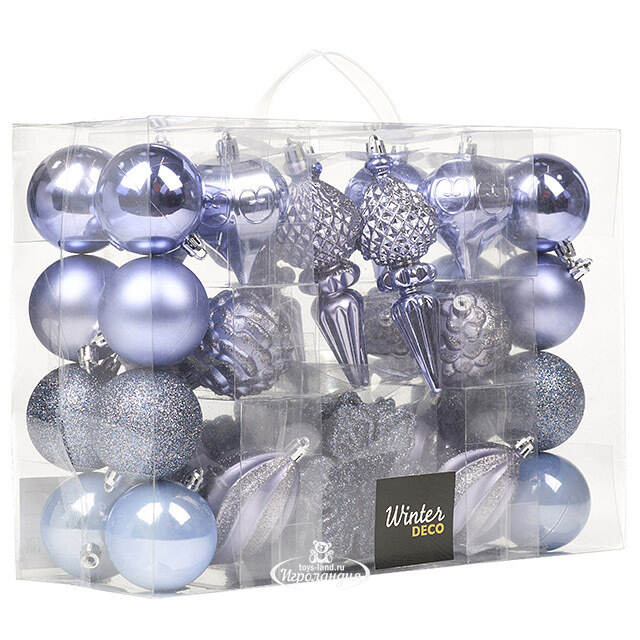 Набор елочных игрушек Christmas Cheer 6-14 см синий, 44 шт, пластик Winter Deco