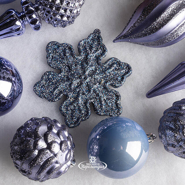 Набор елочных игрушек Christmas Cheer 6-14 см синий, 44 шт, пластик Winter Deco