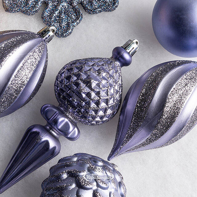 Набор елочных игрушек Christmas Cheer 6-14 см синий, 44 шт, пластик Winter Deco