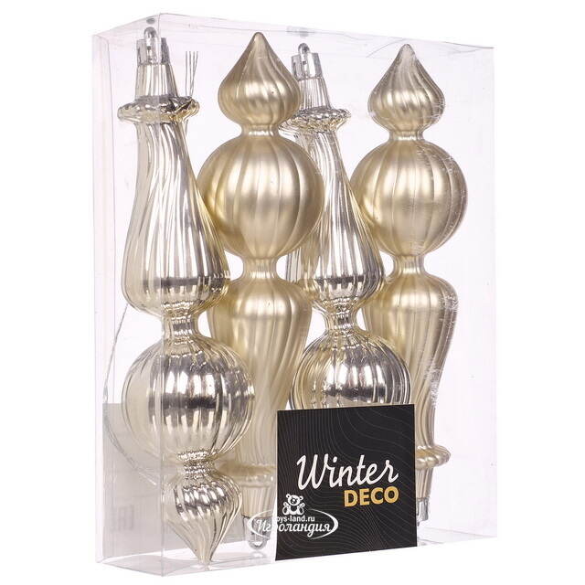 Елочные игрушки Dainty Cucurbit 17 см шампань, 4 шт, пластик Winter Deco