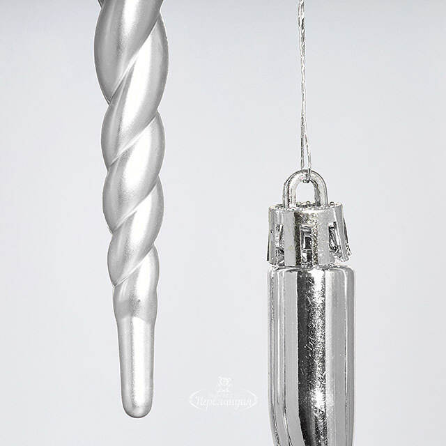 Елочные игрушки Сосульки Luce di Gelo 13 см серебряный, 10 шт, пластик Winter Deco