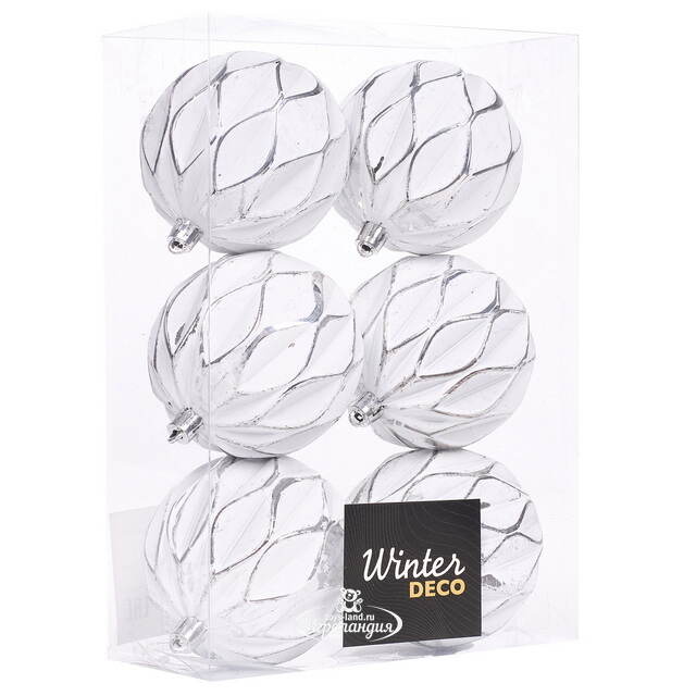 Елочные шары Fattura - Antique White 8 см, 6 шт, пластик Winter Deco