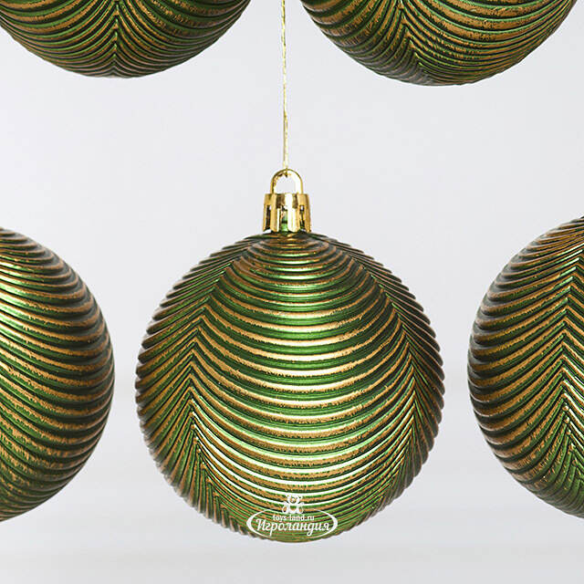Елочные шары Fattura Coste - Antique Green 7 см, 6 шт, пластик Winter Deco