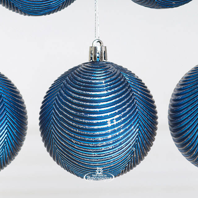 Елочные шары Fattura Coste - Antique Blue 7 см, 6 шт, пластик Winter Deco