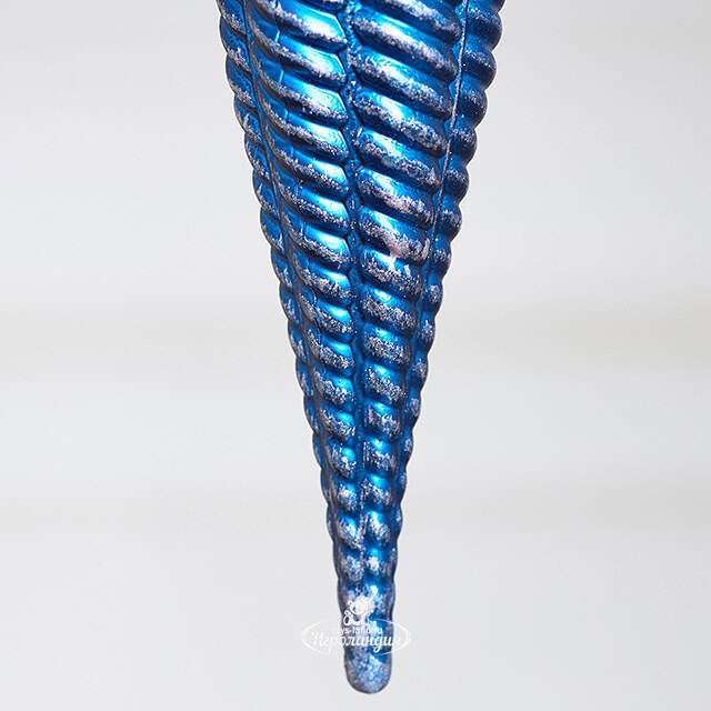 Елочная игрушка Сосулька Fattura Coste - Antique Blue 15 см, 4 шт, пластик Winter Deco