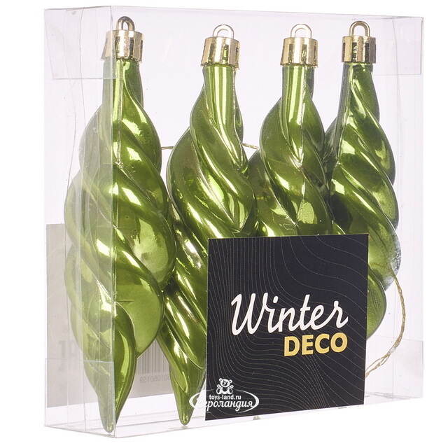 Елочные игрушки Сосульки Frosted Twist 11 см зеленый, 4 шт, пластик Winter Deco