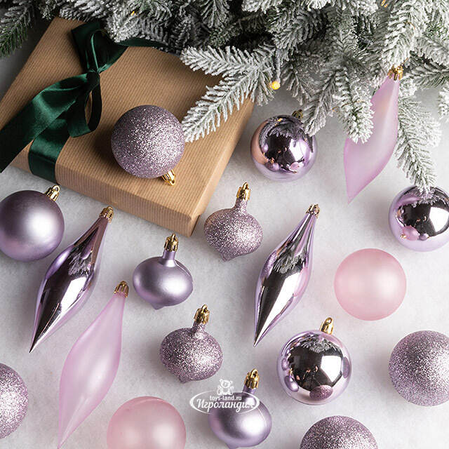 Набор пластиковых шаров Кастелло: Purple Afflatus 6-14 см, 26 шт Winter Deco