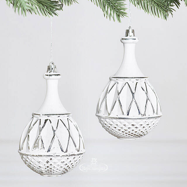 Елочная игрушка Fattura - Antique White 8 см, 2 шт, пластик Winter Deco
