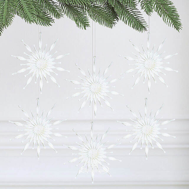 Елочная игрушка Снежинка Altairт 15 см белый, 6 шт Winter Deco