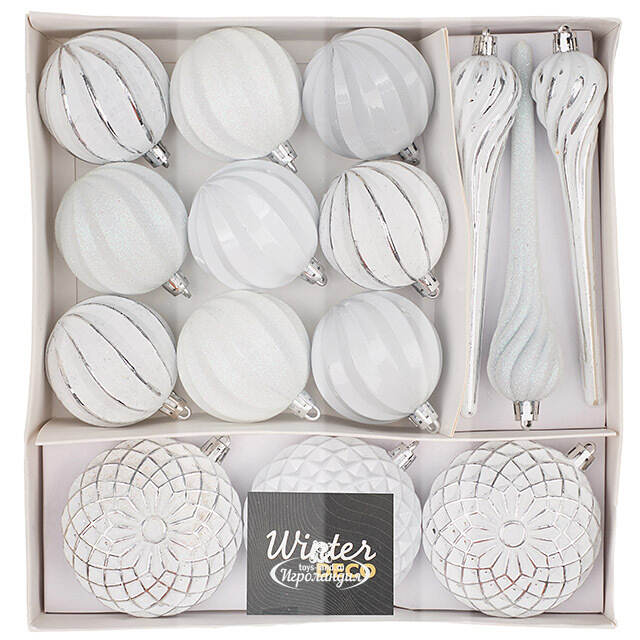 Набор елочных игрушек Frosty White 6-17 см, 15 шт Winter Deco