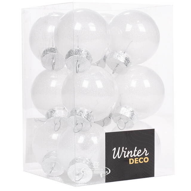 Елочные ПЭТ шары Albertine - Glaze White 6 см, 12 шт Winter Deco