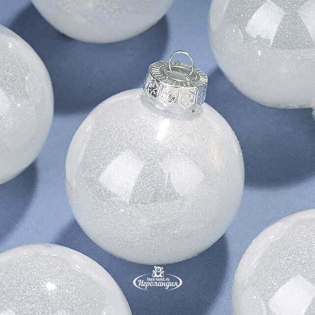 Елочные ПЭТ шары Albertine - White Glaze 8 см , 6 шт Winter Deco