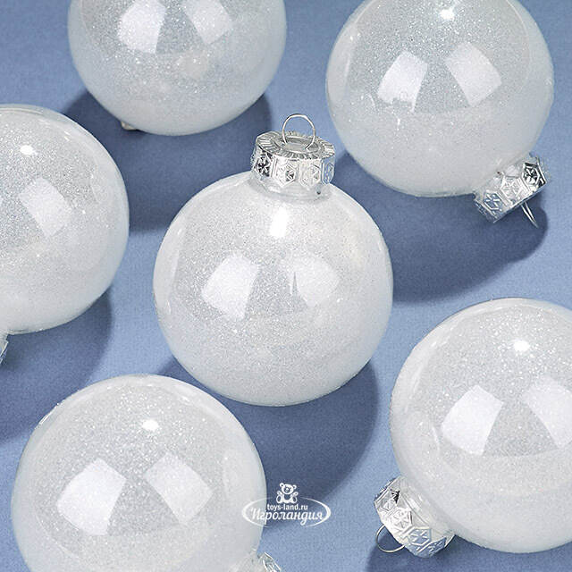 Елочные ПЭТ шары Albertine - White Glaze 8 см , 6 шт Winter Deco